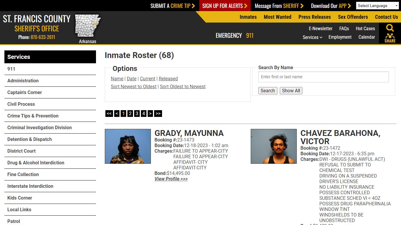 Inmate Roster (76) - St. Francis County Sheriff